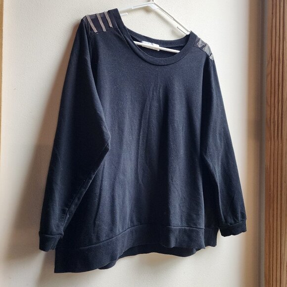 89th & Madison Black Jeweled Embellished Scoop Neck Sweatshirt Size 2X - Picture 4 of 16